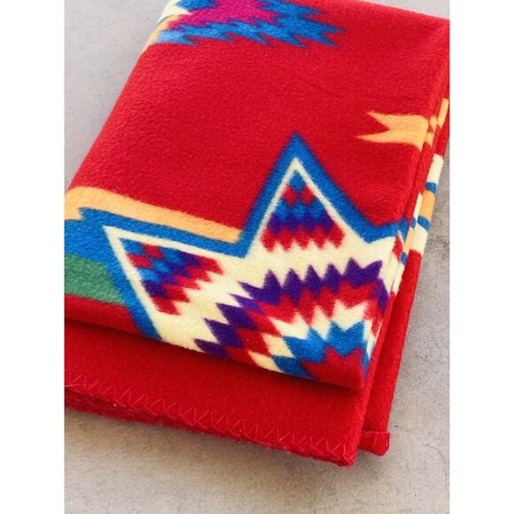 St Labre Indian School Montana Blanket Southwestern Throw Red Blue Green 34x46” - Picture 9 of 9